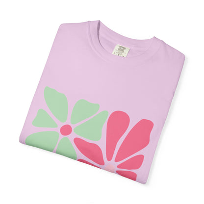 Floral Retro Block Print Garment-Dyed Women's T-Shirt