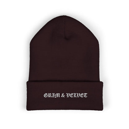 Grim & Velvet Heart Soul Embroidered Cuffed Beanie