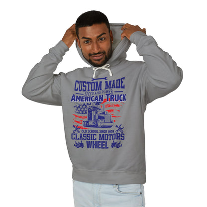 Custom Made Speed And Power American Truck Lightweight Hooded Sweatshirt