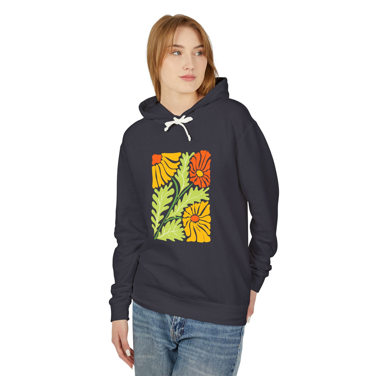 Colorful Floral Garden Lightweight Women's Hooded Sweatshirt