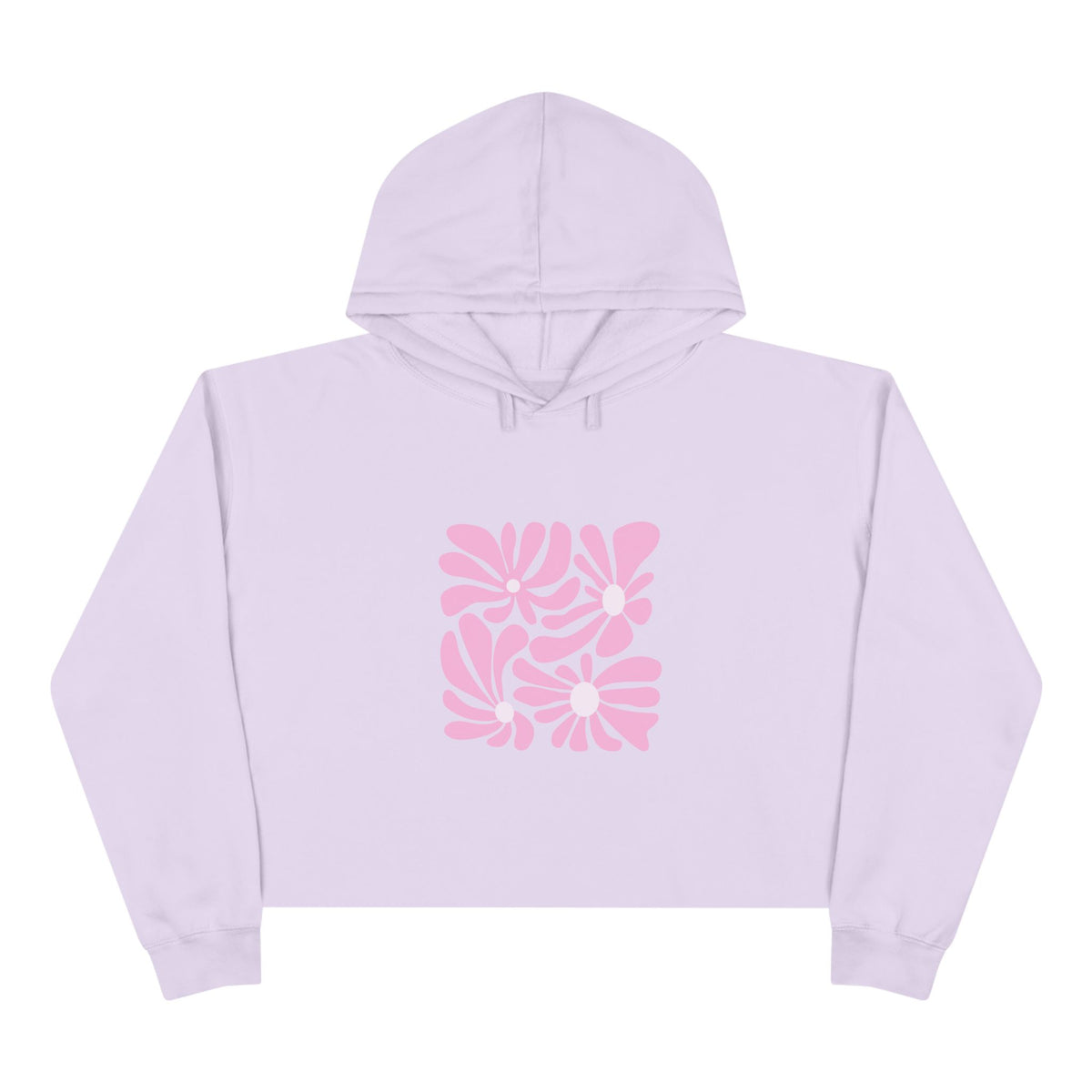 Pink Retro Floral Crop Hoodie