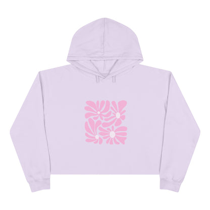 Pink Retro Floral Crop Hoodie