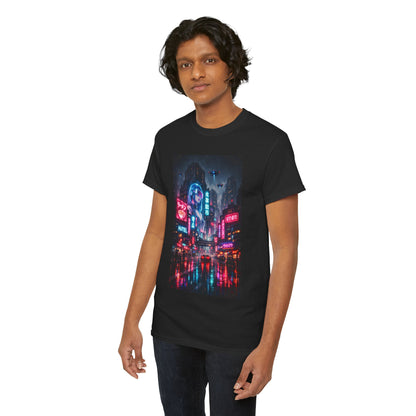 Neon Cyberpunk Cityscape Graphic Men's Tee