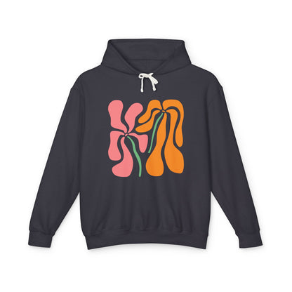 Groovy Pink & Orange Floral Lightweight Women's Hooded Sweatshirt
