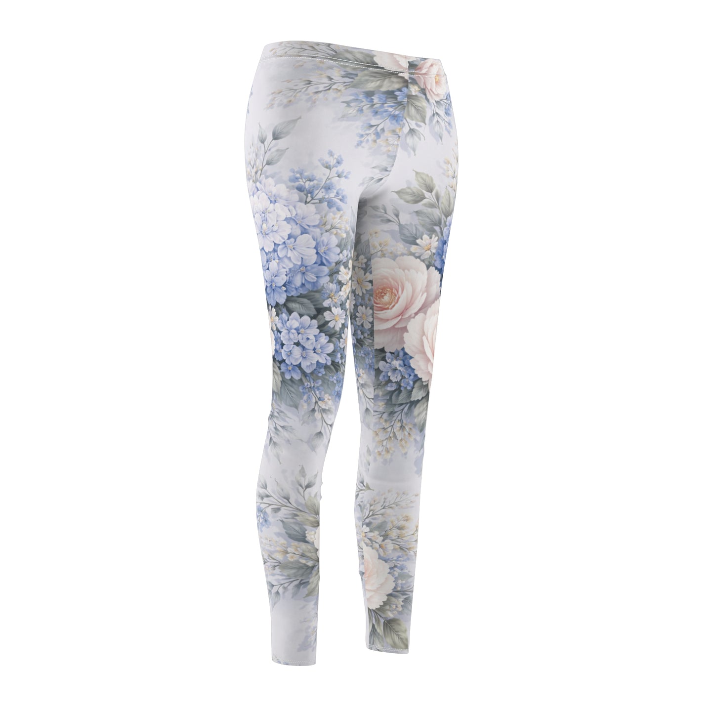 Floral Pastel Rose & Hydrangea Women's Casual Leggings