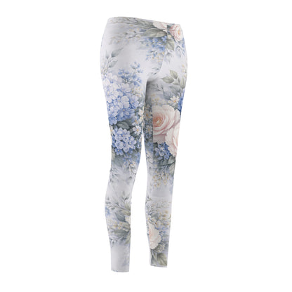 Floral Pastel Rose & Hydrangea Women's Casual Leggings