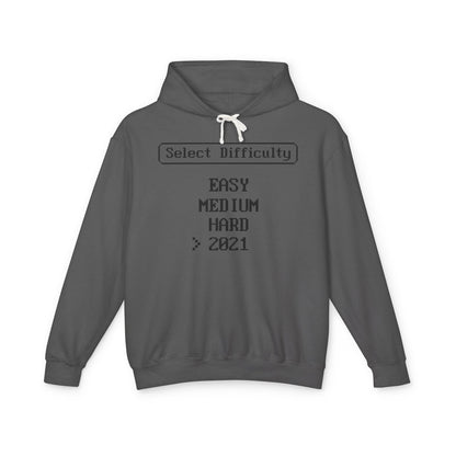 "Select Difficulty: Easy, Medium, Hard > 2021" Retro Lightweight Hooded Sweatshirt