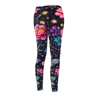 Floral Moon & Butterfly Women's Casual Leggings