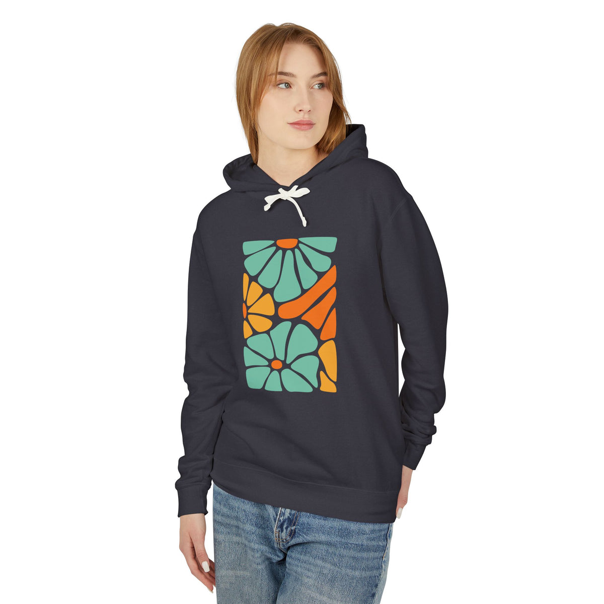 Colorful Floral Pattern Lightweight Women's Hooded Sweatshirt