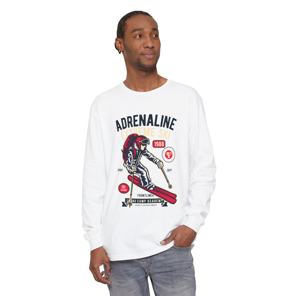 Adrenaline Extreme Ski Garment-Dyed Long Sleeve T-Shirt
