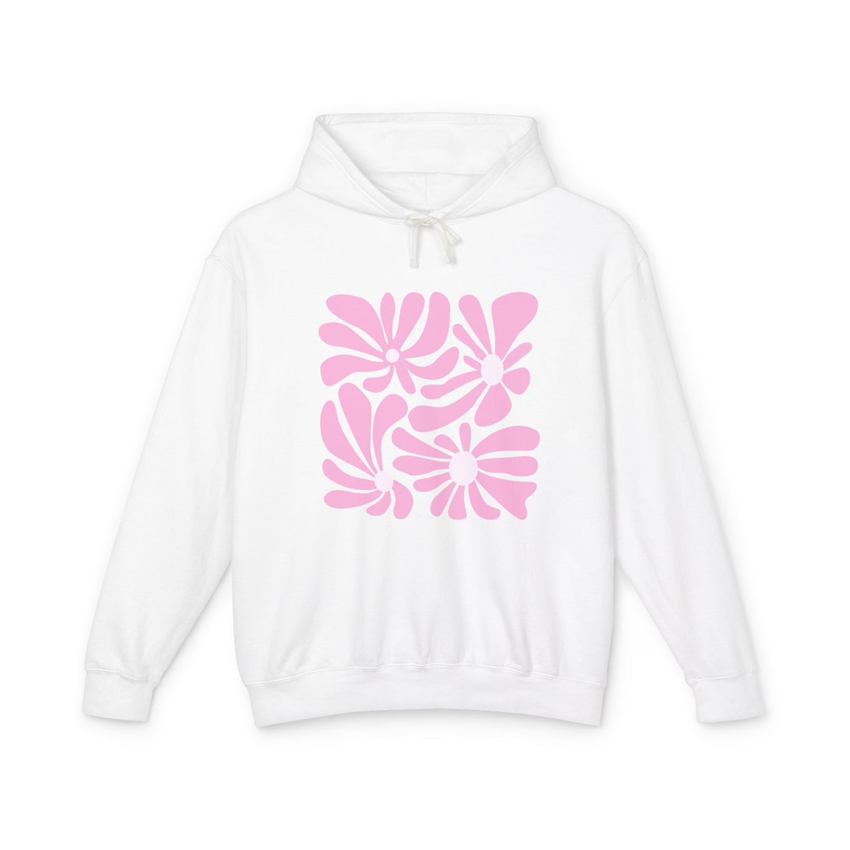 Pink Retro Floral Lightweight Women's Hooded Sweatshirt