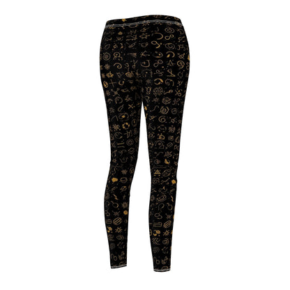 Black & Gold Mystic Symbols Women's Casual Leggings