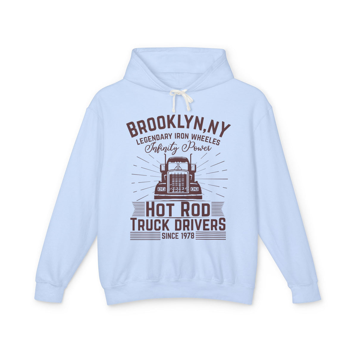 Brooklyn NY Hot Rod Truck Drivers Lightweight Hooded Sweatshirt