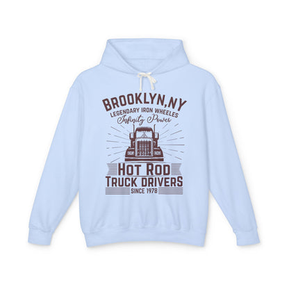 Brooklyn NY Hot Rod Truck Drivers Lightweight Hooded Sweatshirt