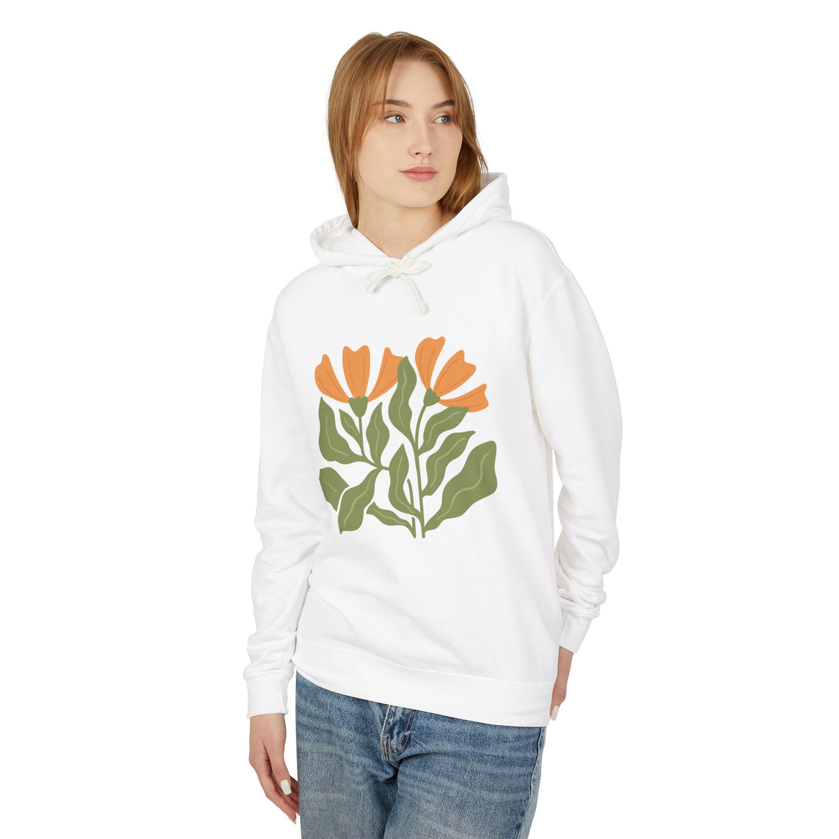 Botanical Tulip Flower Lightweight Women's Hooded Sweatshirt