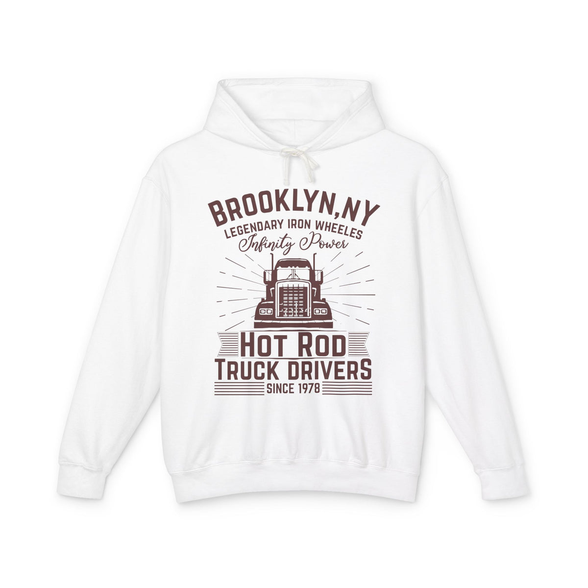 Brooklyn NY Hot Rod Truck Drivers Lightweight Hooded Sweatshirt