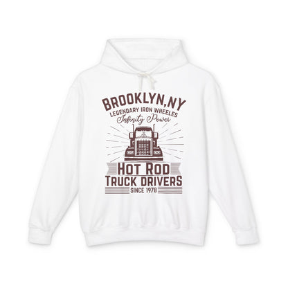 Brooklyn NY Hot Rod Truck Drivers Lightweight Hooded Sweatshirt