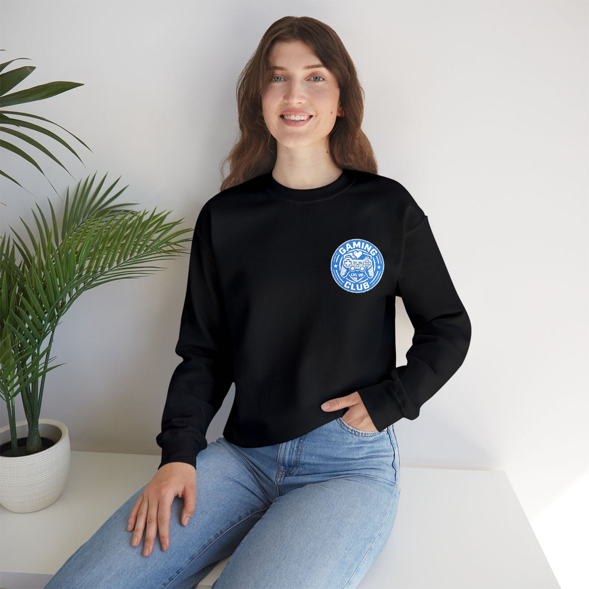 Gaming Club Embroidered Chest Logo Crewneck Sweatshirt
