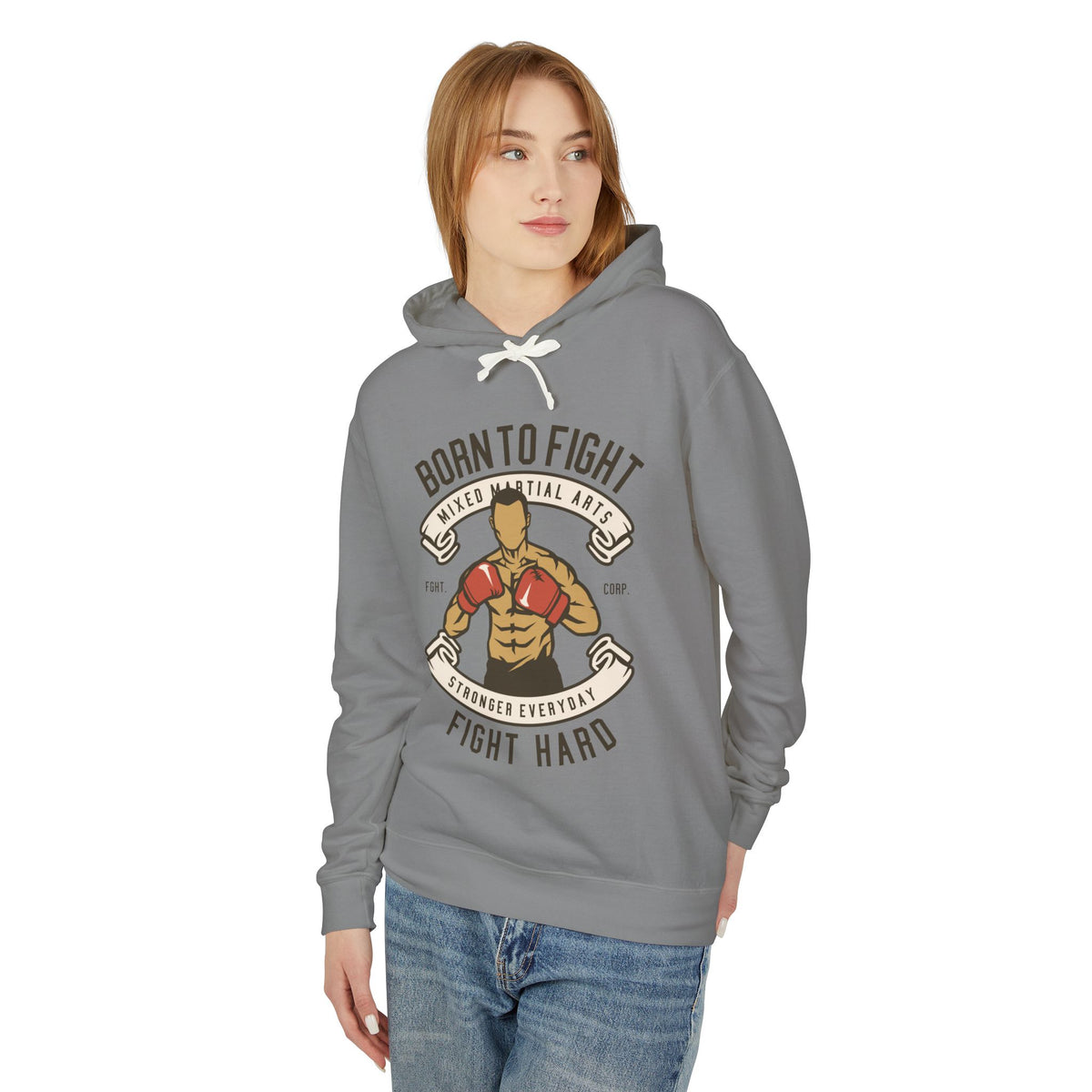 "Born to Fight" Lightweight Hooded Sweatshirt