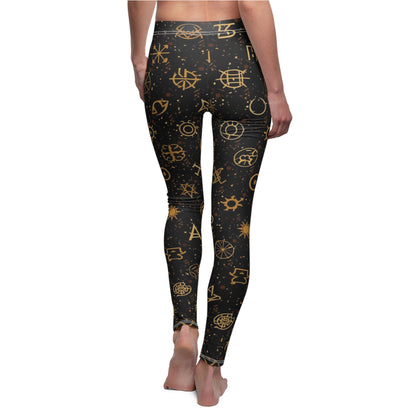 Golden Celestial Symbol Women's Casual Leggings