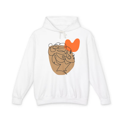 Abstract Heart Line Art Lightweight Women's Hooded Sweatshirt