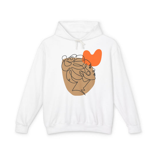Abstract Heart Line Art Lightweight Women's Hooded Sweatshirt