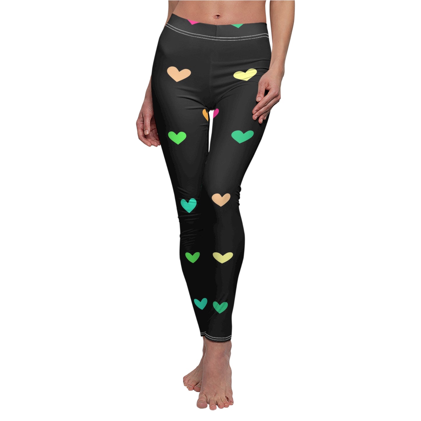 Black Heart Pattern Women's Casual Leggings