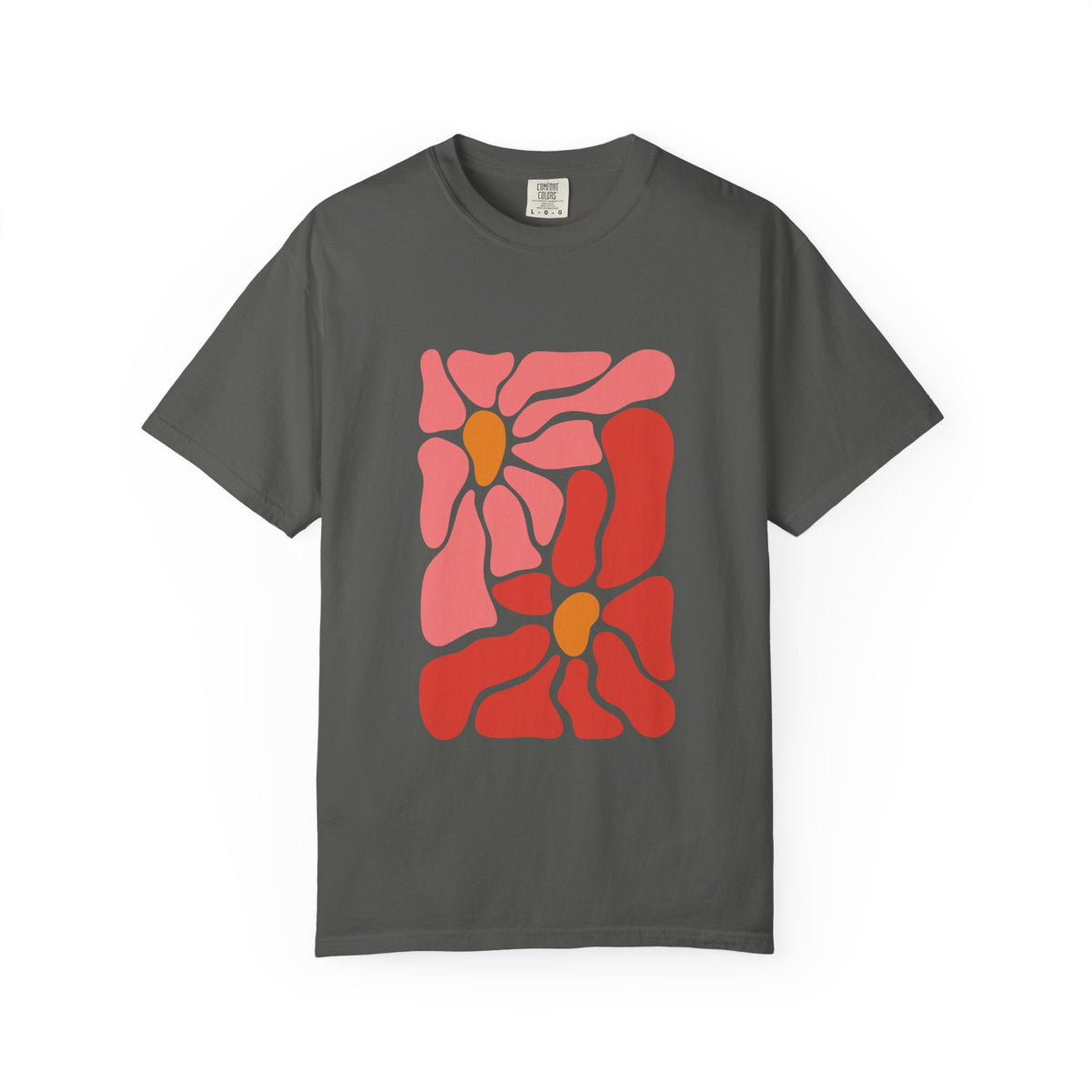 Pink Retro Flower Graphic Garment-Dyed Women's T-Shirt