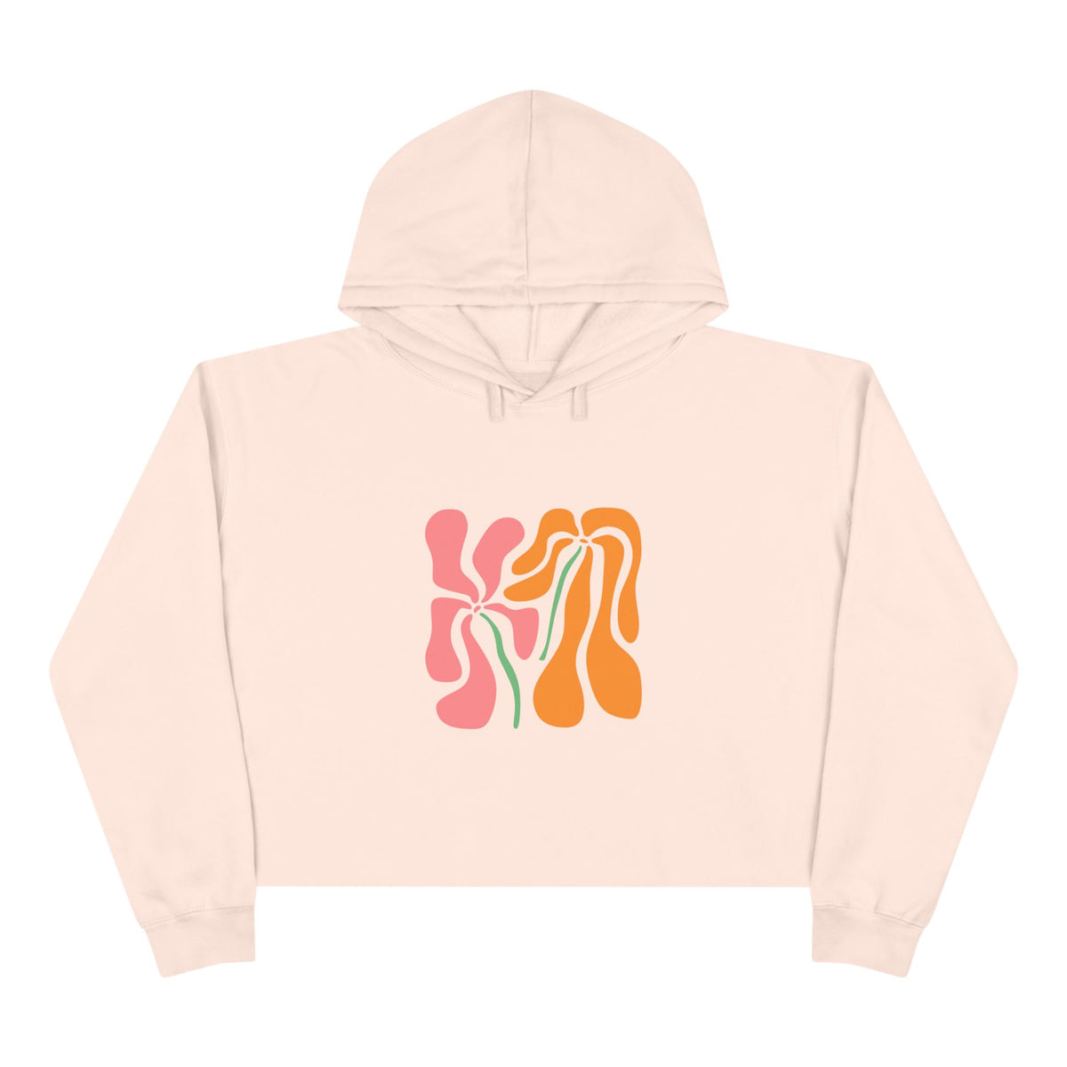 Groovy Pink & Orange Floral Crop Hoodie