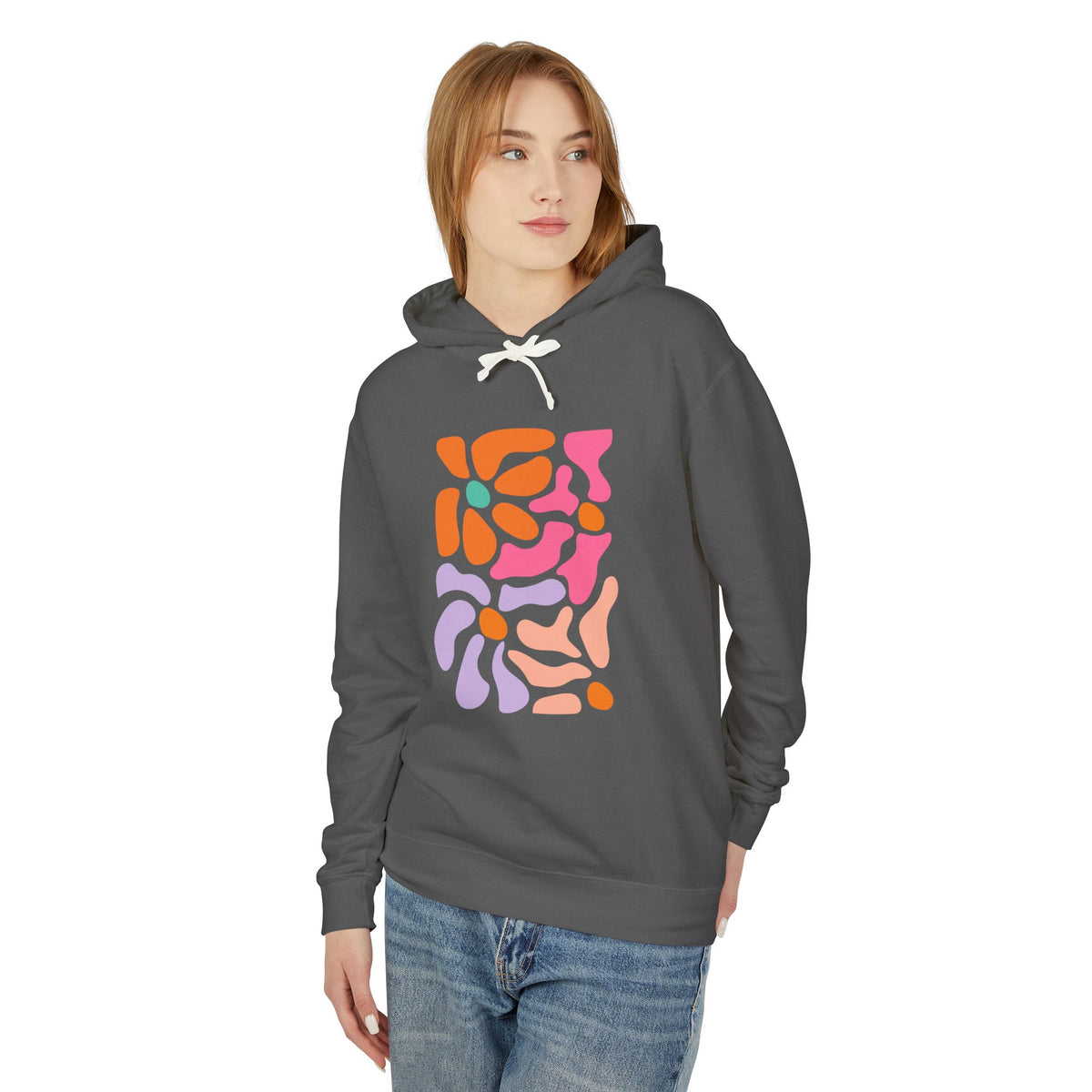 Colorful Abstract Shapes Lightweight Women's Hooded Sweatshirt