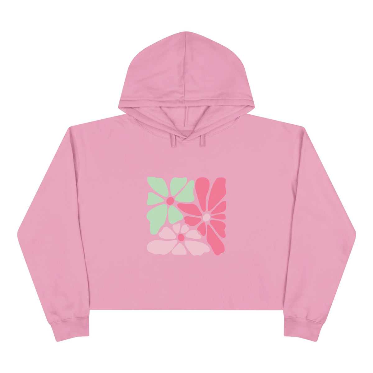 Floral Retro Block Print Crop Hoodie