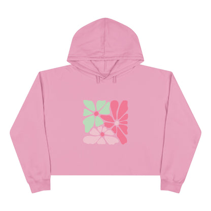 Floral Retro Block Print Crop Hoodie