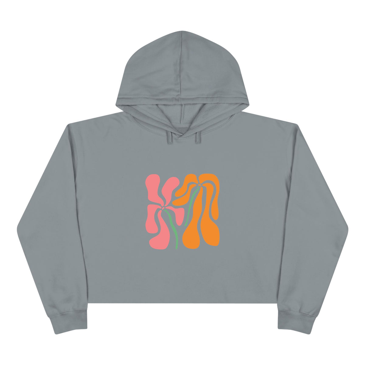 Groovy Pink & Orange Floral Crop Hoodie