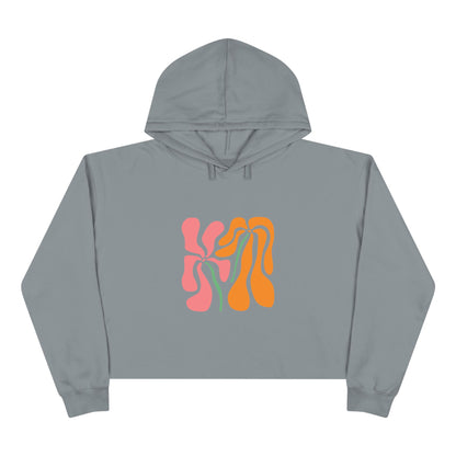 Groovy Pink & Orange Floral Crop Hoodie