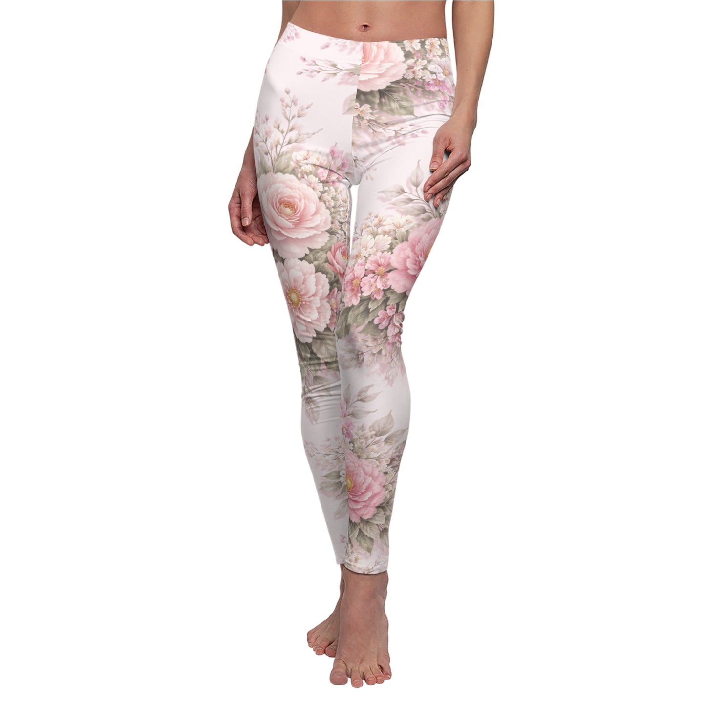 Pink Vintage Garden Women's Casual Leggings