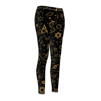 Black & Gold Astrology Symbols Women's Leggings