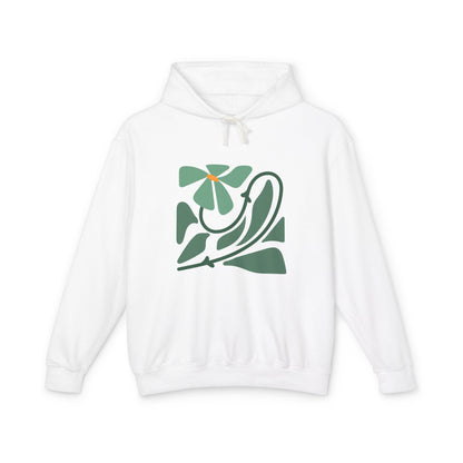 Green Minimalist Floral Design Lightweight Women's Hooded Sweatshirt