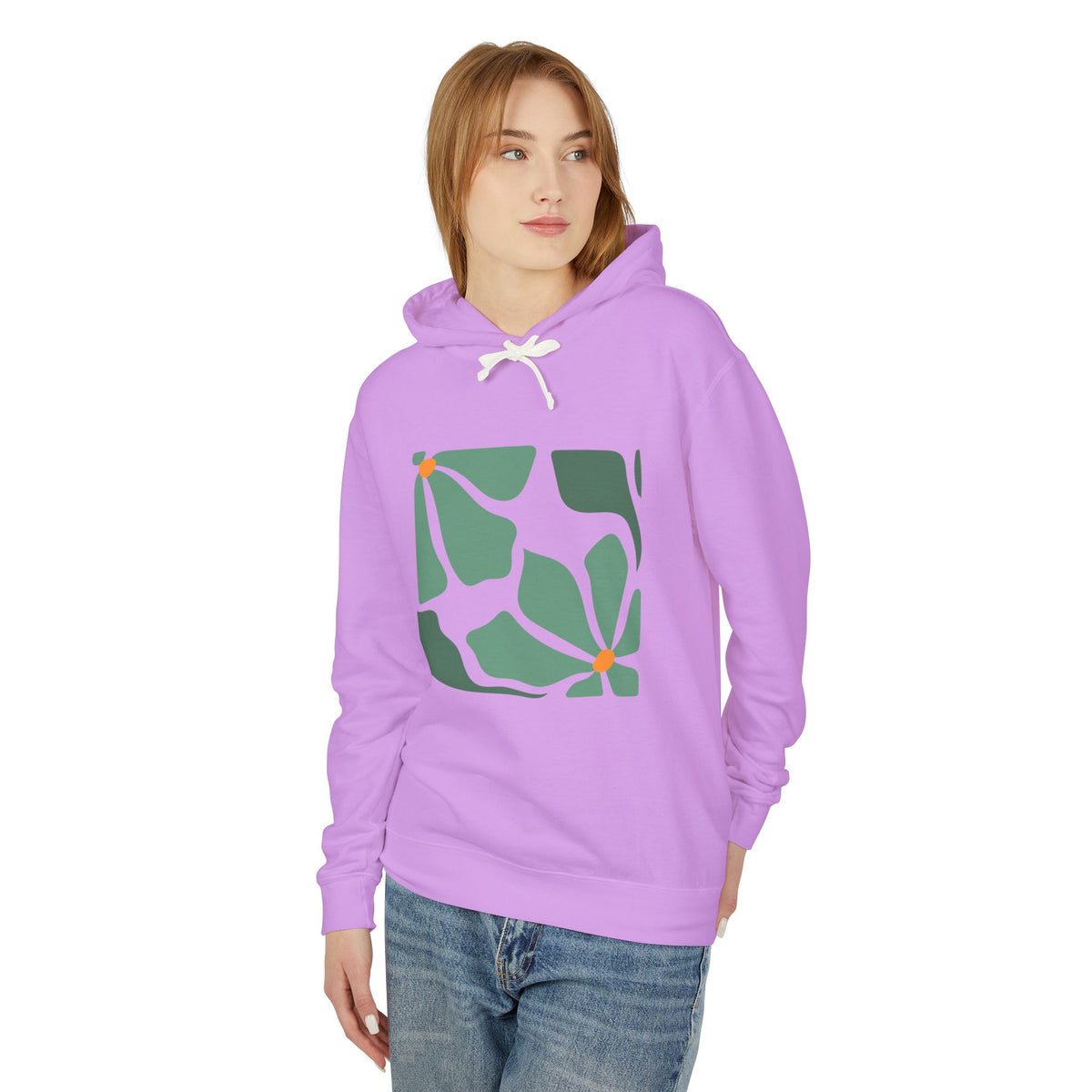 Abstract Botanical Floral Lightweight Women's Hooded Sweatshirt