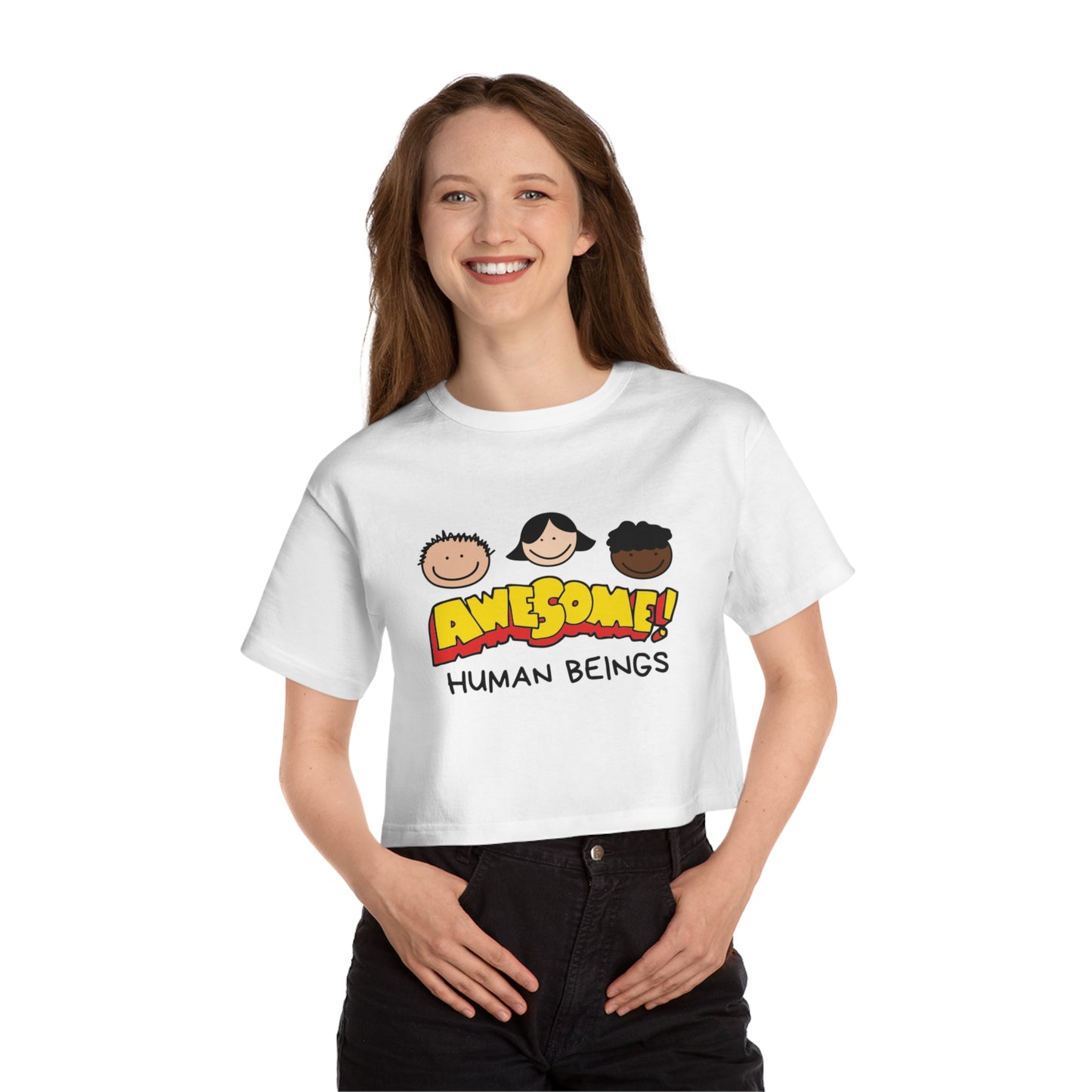 Awesome! Human Beings Cropped Champion Tee