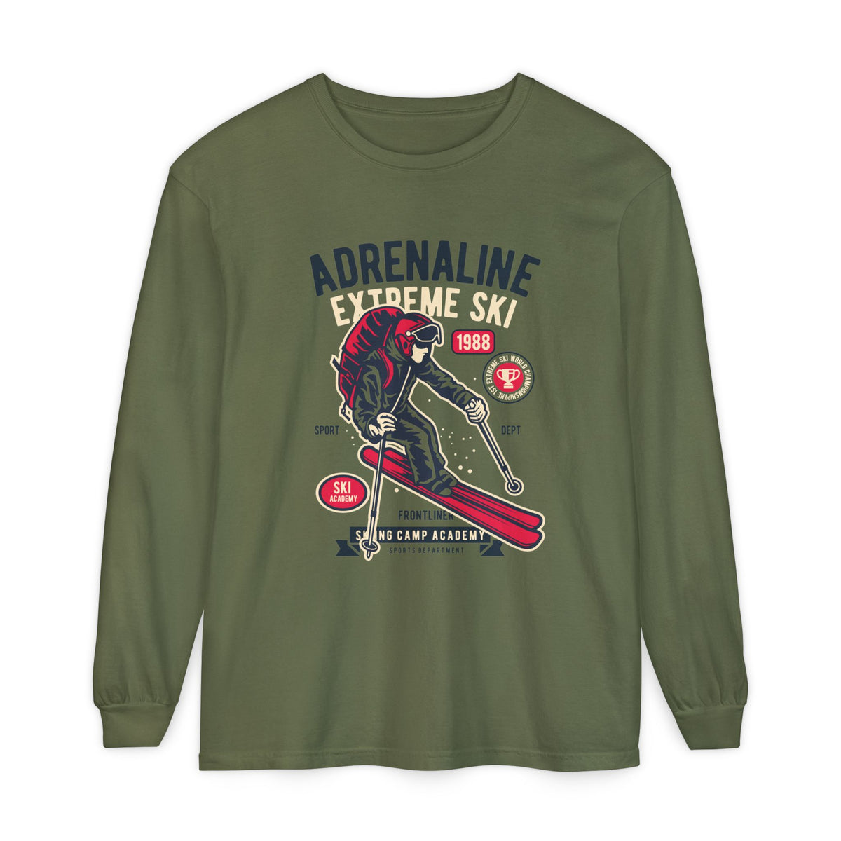 Adrenaline Extreme Ski Garment-Dyed Long Sleeve T-Shirt