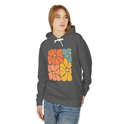 Retro Floral Color Block Lightweight Women's Hooded Sweatshirt