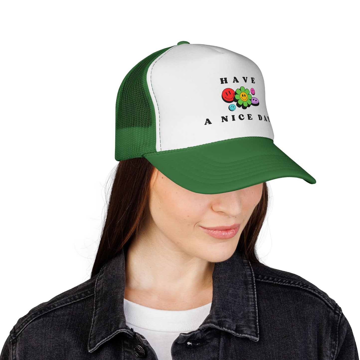 Have A Nice Day Smiley Flower Trucker Women's Cap