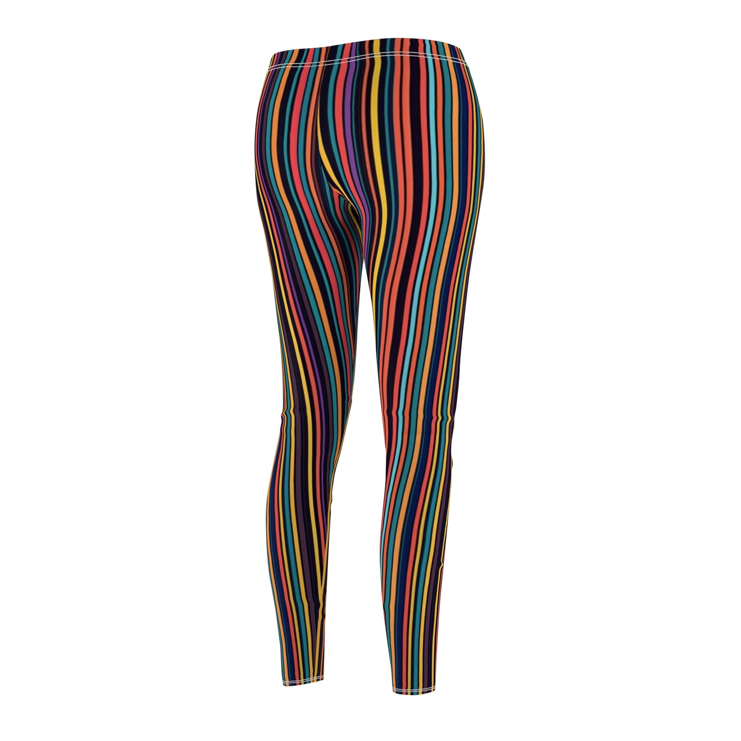 Vertical Rainbow Stripe Women's Casual Leggings