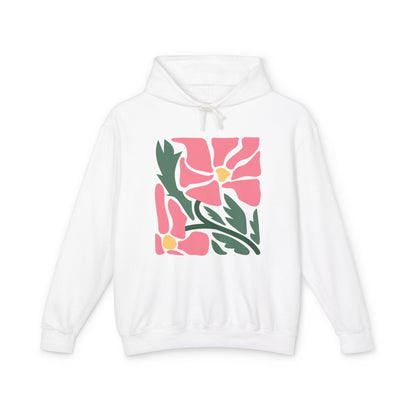 Pink Garden Graphic Lightweight Women's Hooded Sweatshirt