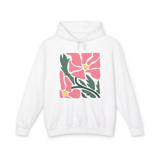 Pink Garden Graphic Lightweight Women's Hooded Sweatshirt