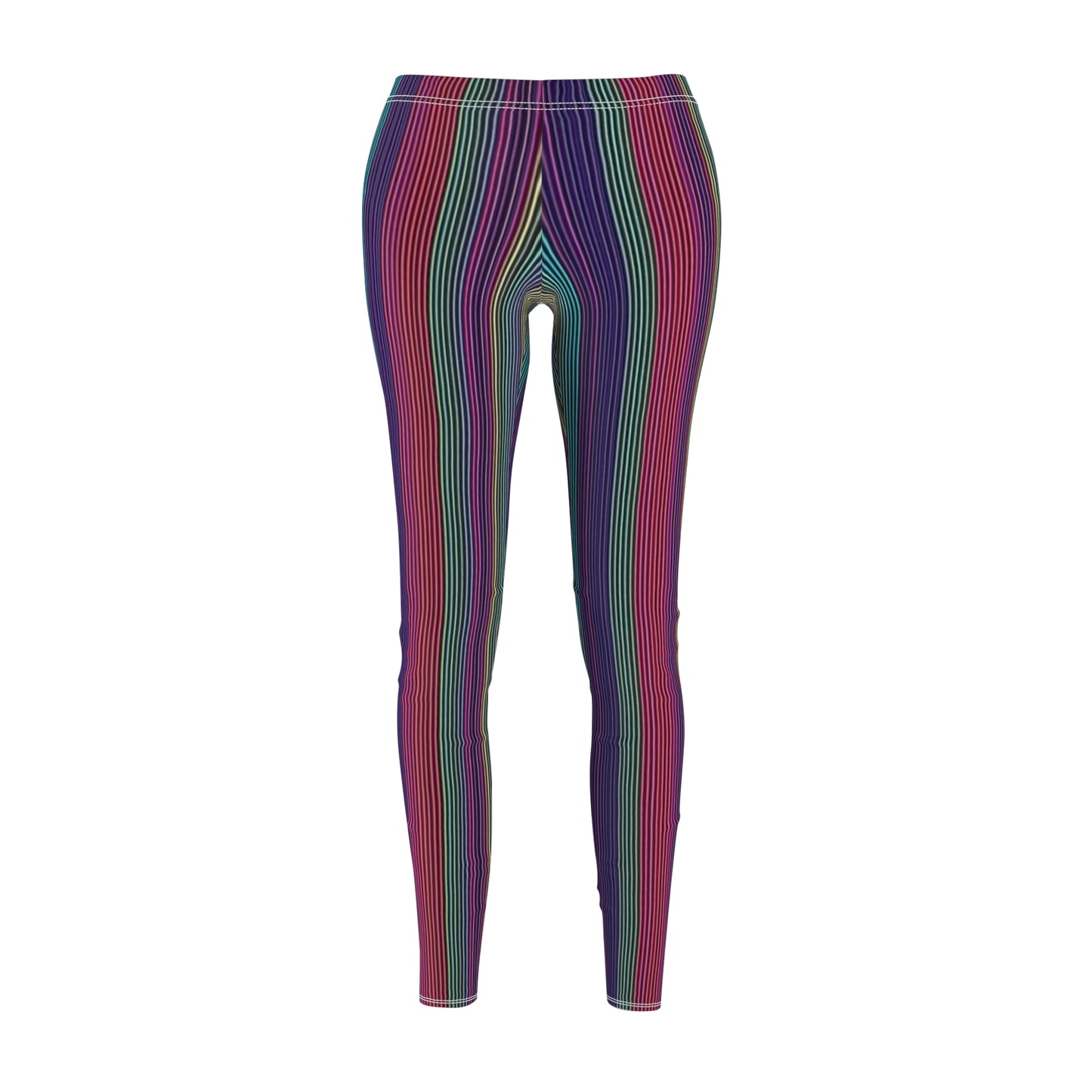 Vertical Striped Rainbow Women's Casual Leggings