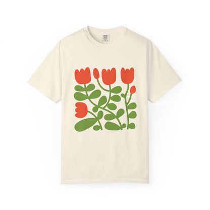 Floral Tulip Garment-Dyed Women's T-Shirt