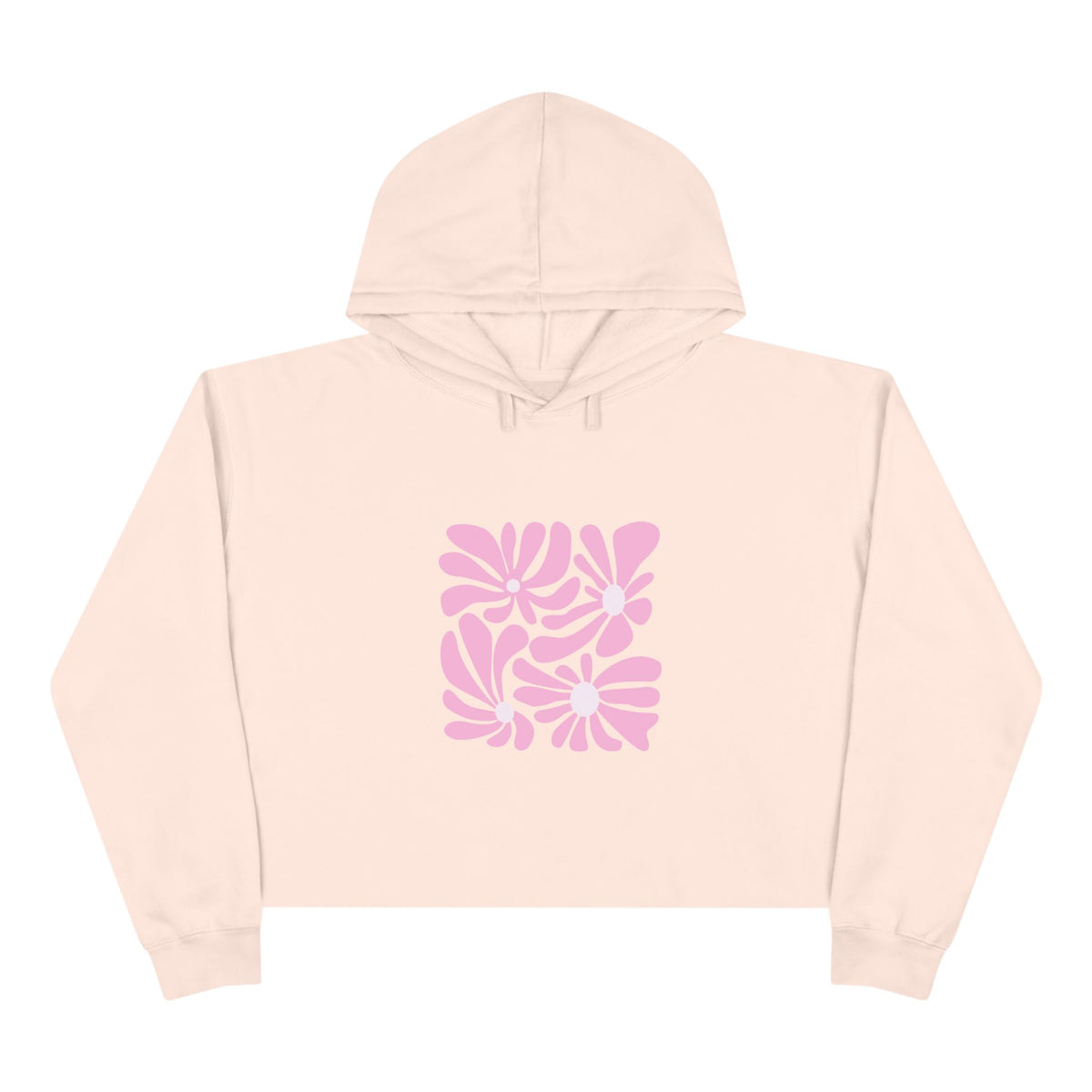 Pink Retro Floral Crop Hoodie