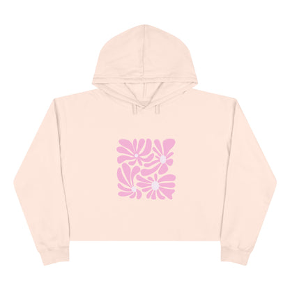 Pink Retro Floral Crop Hoodie