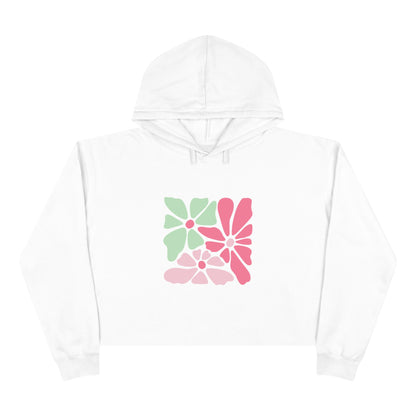 Floral Retro Block Print Crop Hoodie
